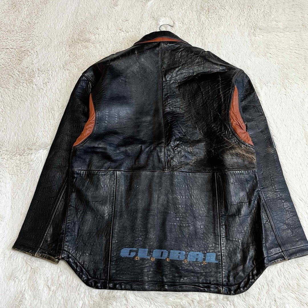 GUESS - 希少 GUESS 80s ワッペン 本革 レザージャケット ライダース