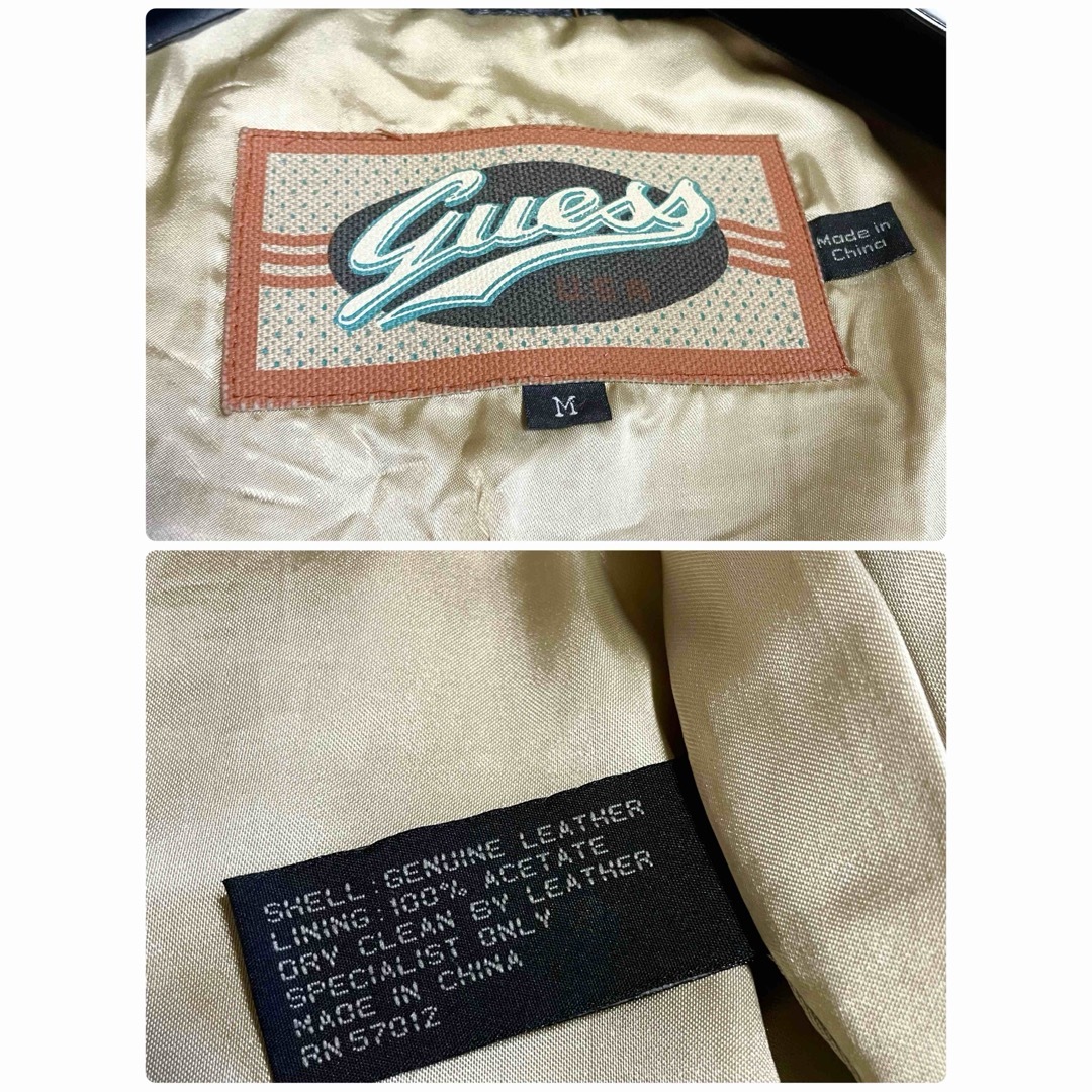 GUESS - 希少 GUESS 80s ワッペン 本革 レザージャケット ライダース