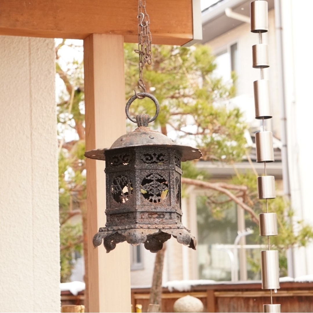 吊灯籠 蝉 鉄製 骨董 アンティーク 置灯籠 店舗 美術 インテリア 古
