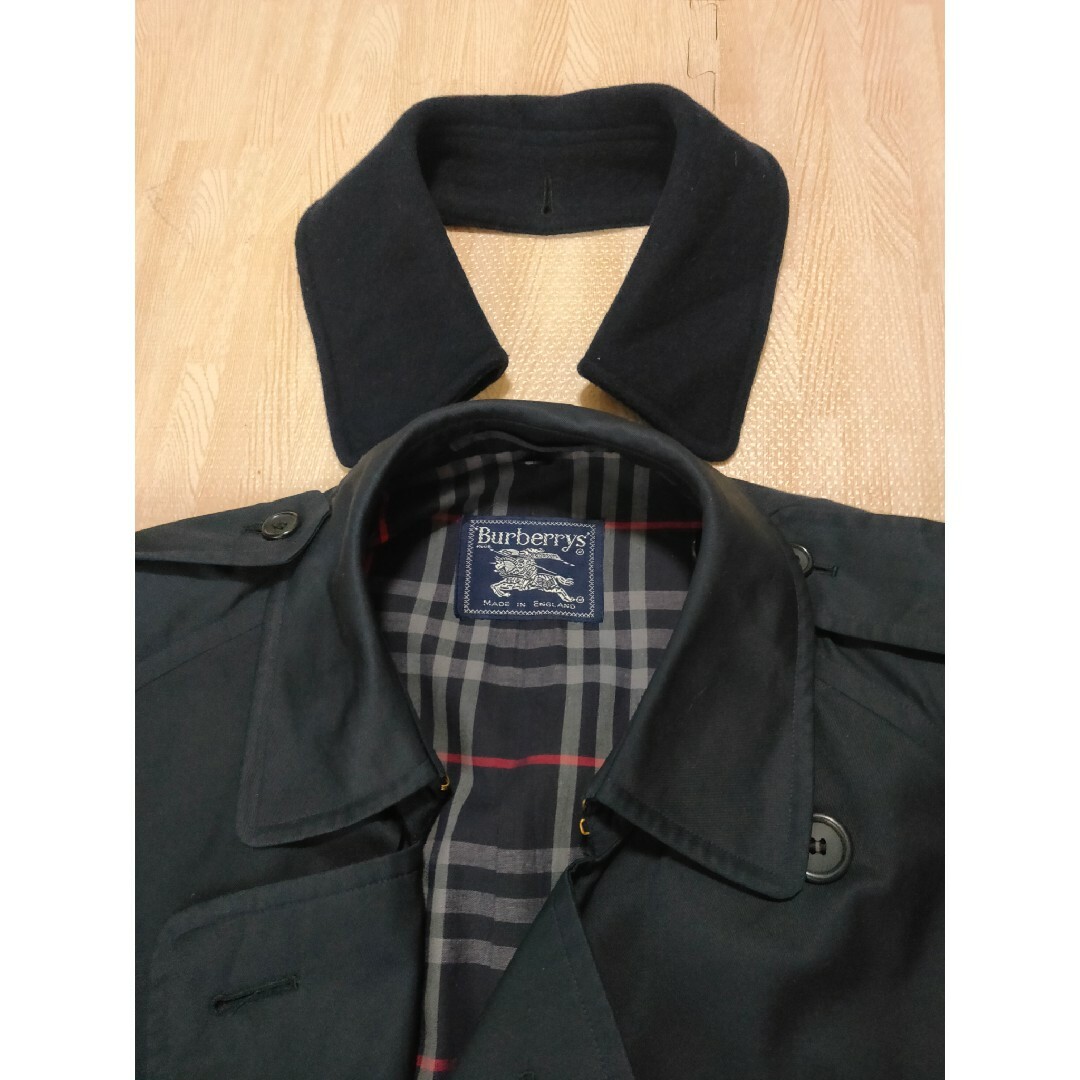 Burberry Burberrys England製 一枚袖 トレンチ21 ネイビー 80s