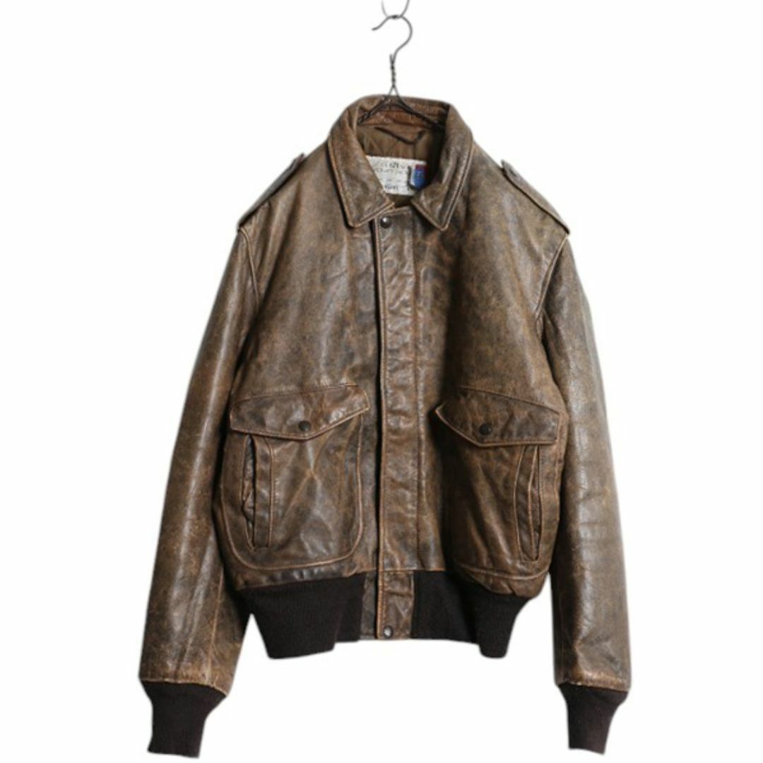 80s 90s ☆ USA製 ショット A-2 タイプ 本革 レザー フライト