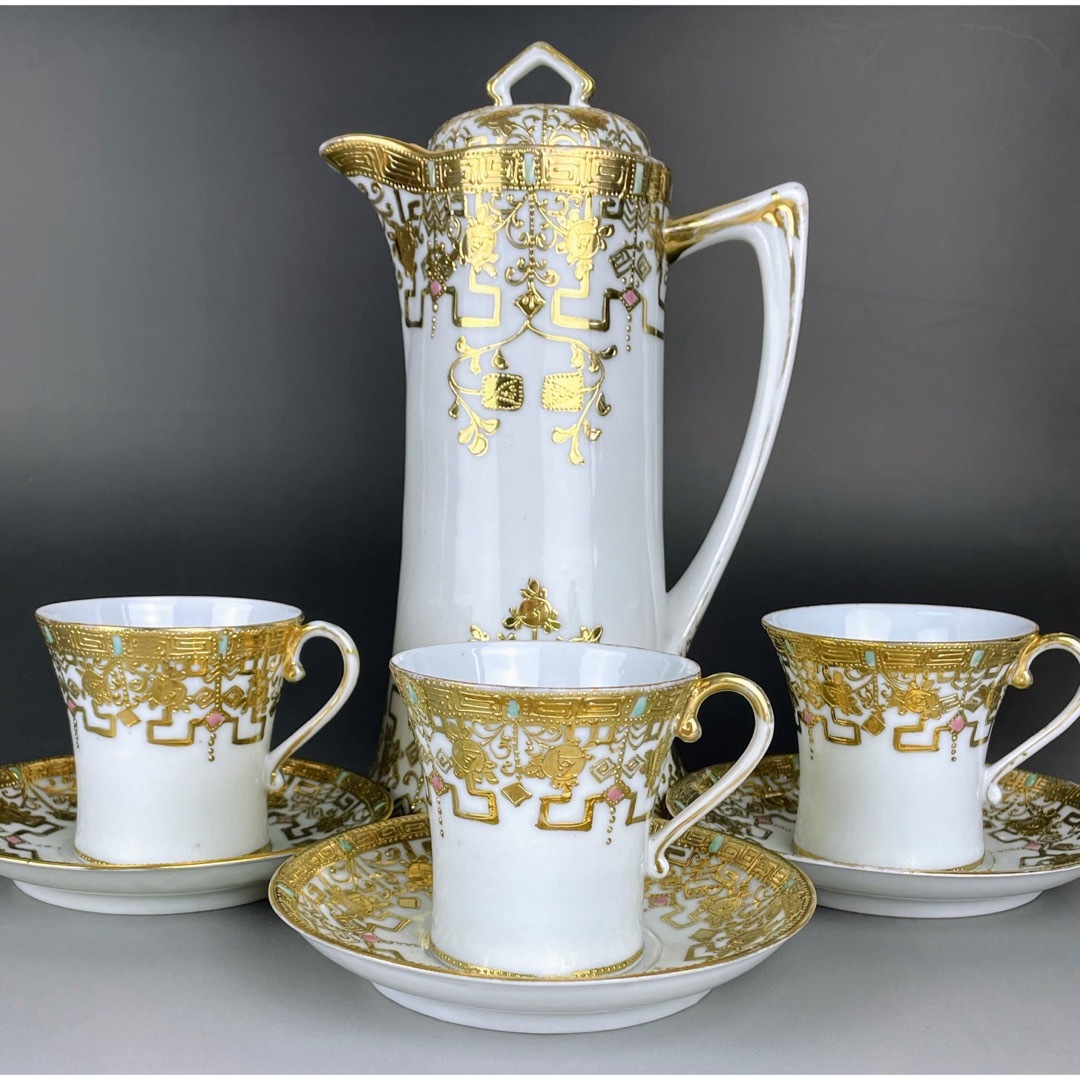 Noritake - オールドニッポン アールヌーボー様式 金盛り チョコレート