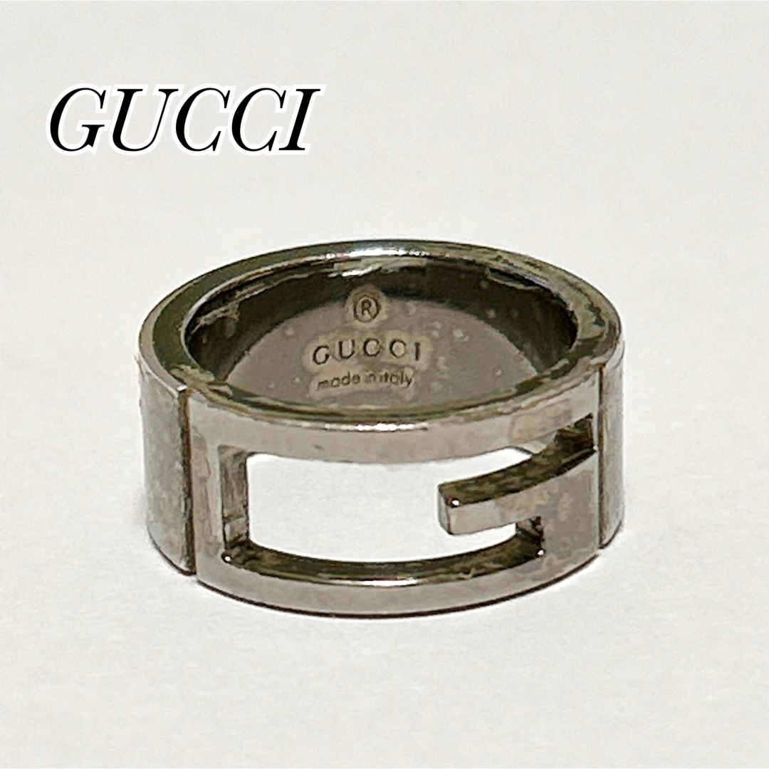 即日発送】GUCCI グッチ Gリング ロゴ入りリング ブラックコーティング