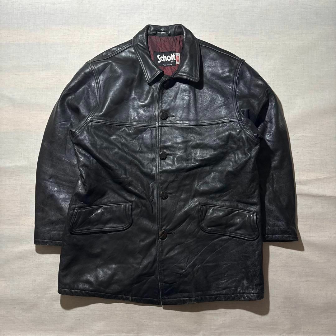 schott - 90S USA製 SCHOTT ショット 523 本革 レザー カーコート 44の