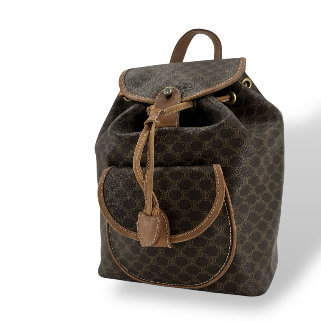 CELINE - オールド セリーヌ 巾着 ミニリュック マカダム柄 金具