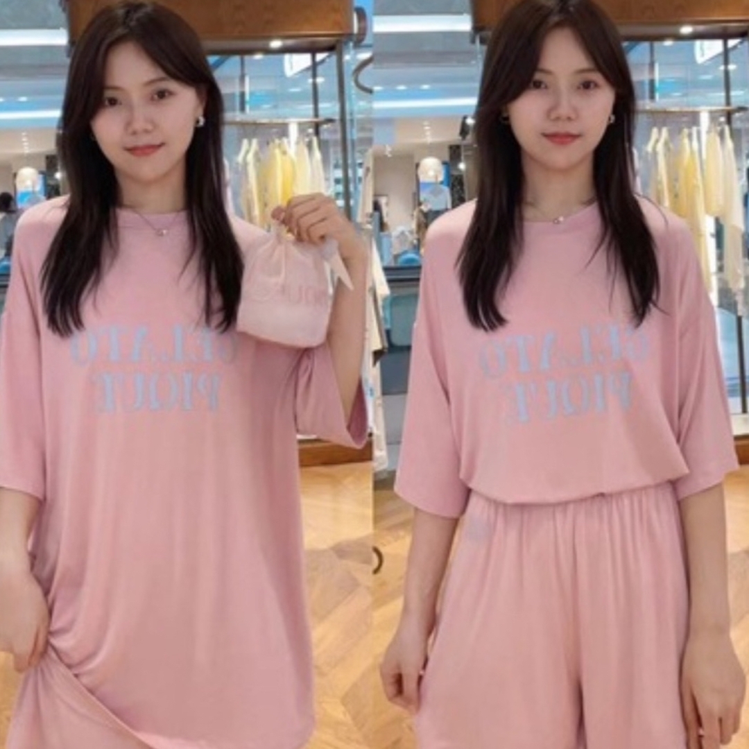 gelato pique - ジェラートピケ ジェラピケ 半袖 半ズボン ピンク ロゴ