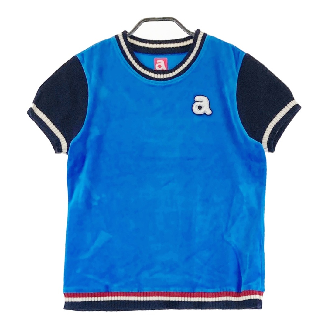 サイズ：40 ARCHIVIO アルチビオ 袖切替 半袖ベロアニット ブルー系