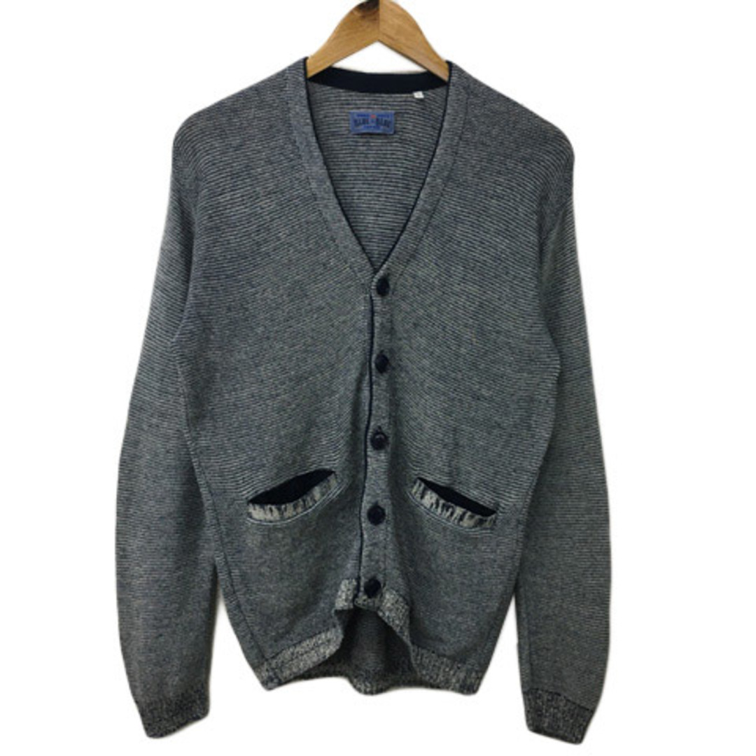 BLUE BLUE - ブルーブルー カーディガン ニット Vネック 長袖 S 紺