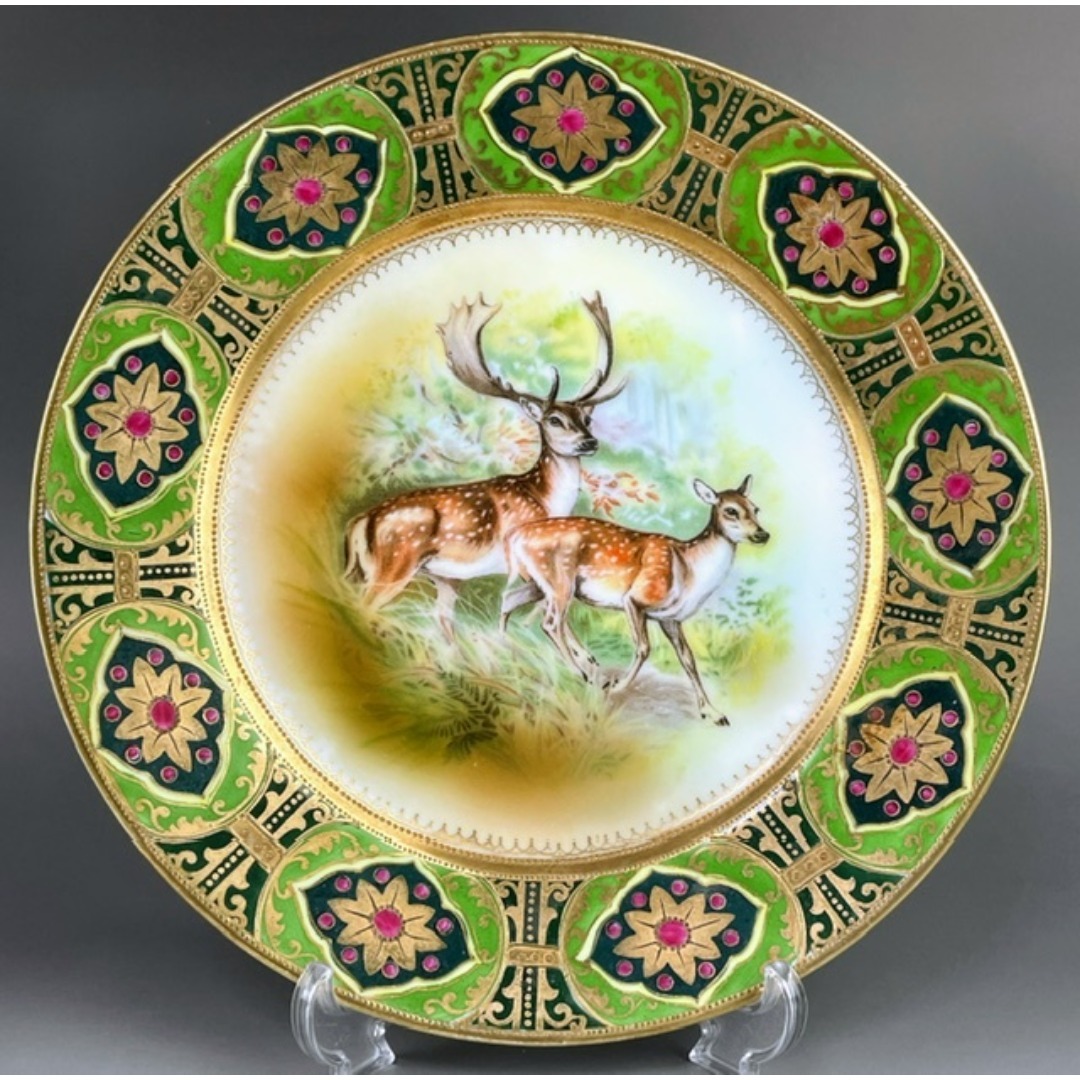 Noritake - 【大型40cm！】オールドノリタケ 鹿紋 金盛り 大皿