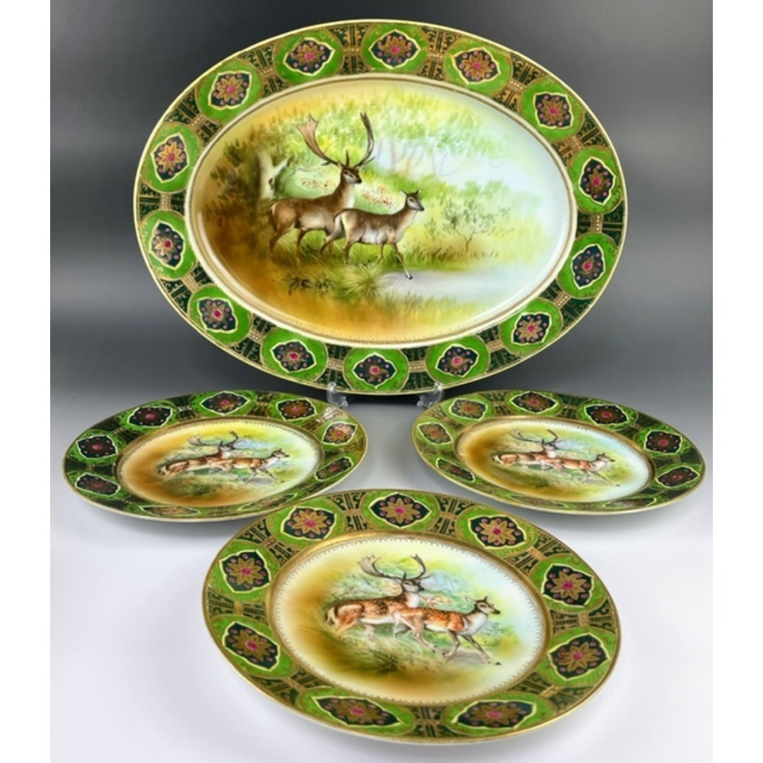 Noritake - 【大型40cm！】オールドノリタケ 鹿紋 金盛り 大皿