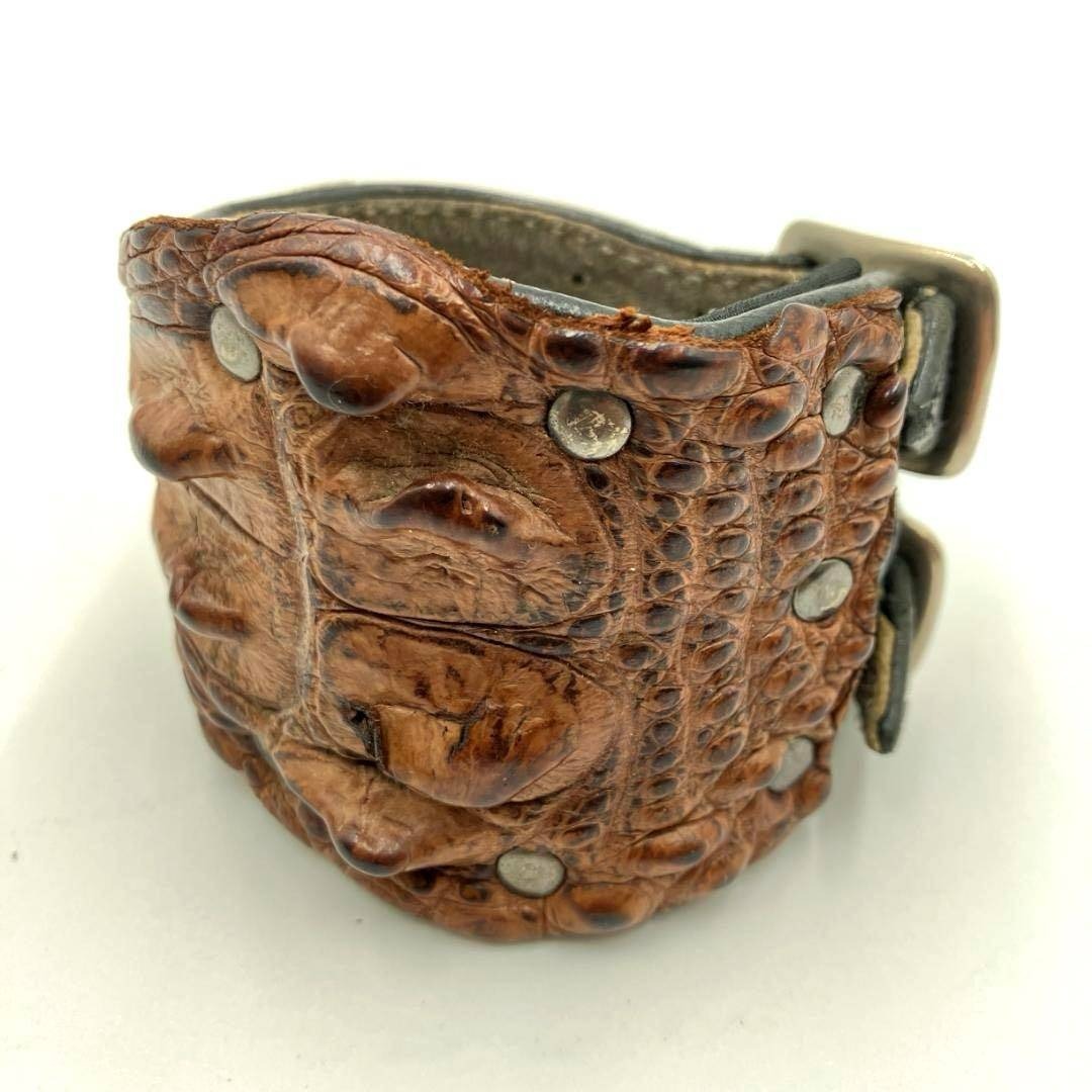 公*o様 【希少】KMRII レザーブレスレット ダブルバックル クロコ型