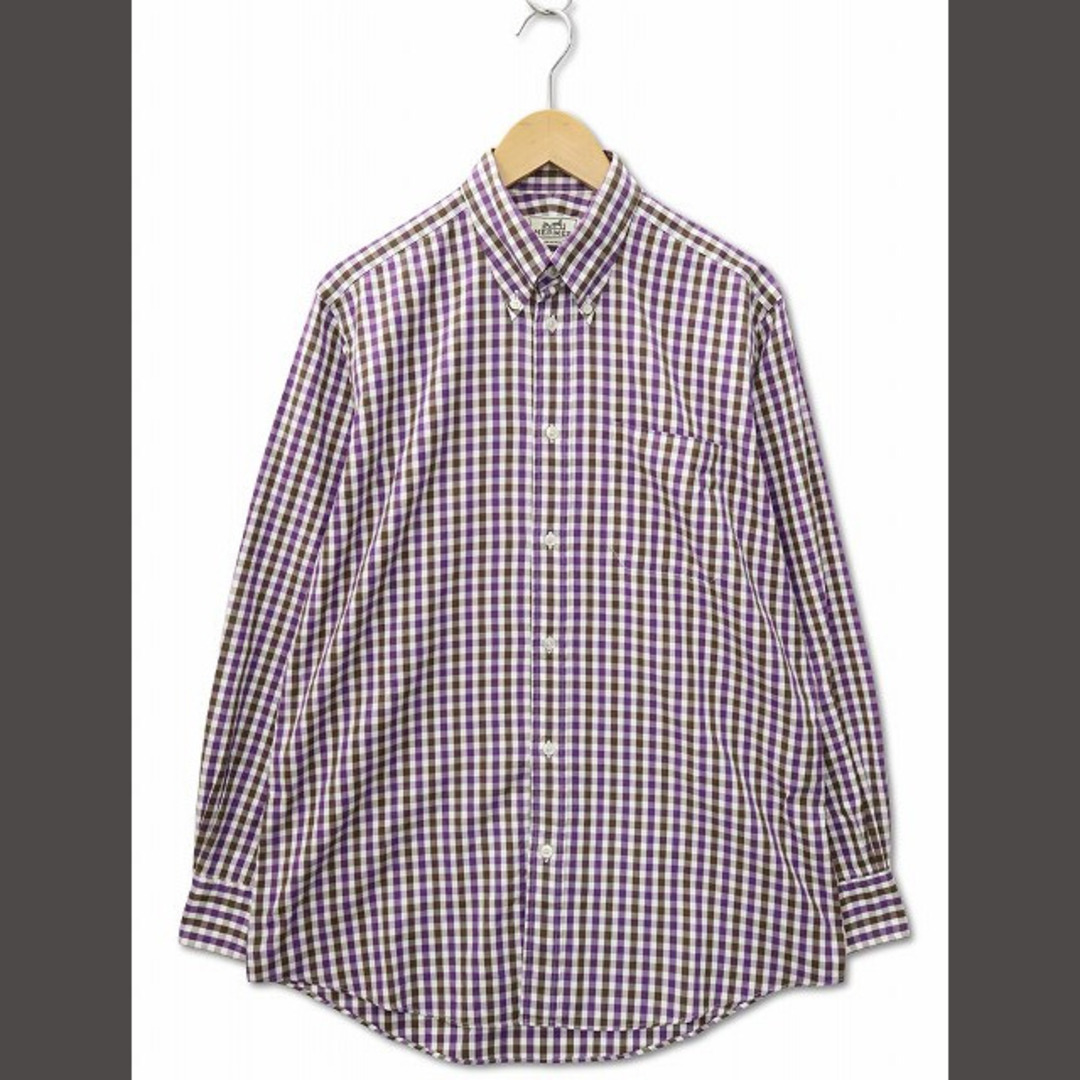 HERMES - エルメス ギンガムチェック ボタンダウン ポケット シャツ 39