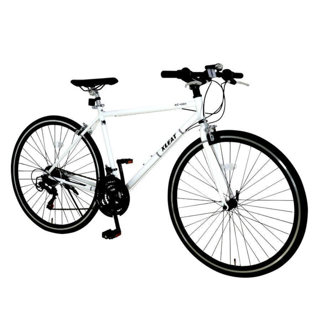 B2449クロスバイク700c自転車21段変速 シマノ製 軽量 スタンド付（白