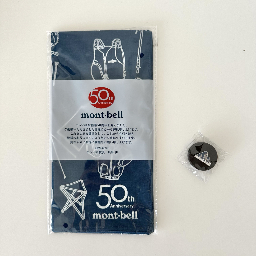 mont bell - モンベル50周年 バンダナ&ピンバッジ セットの通販 by