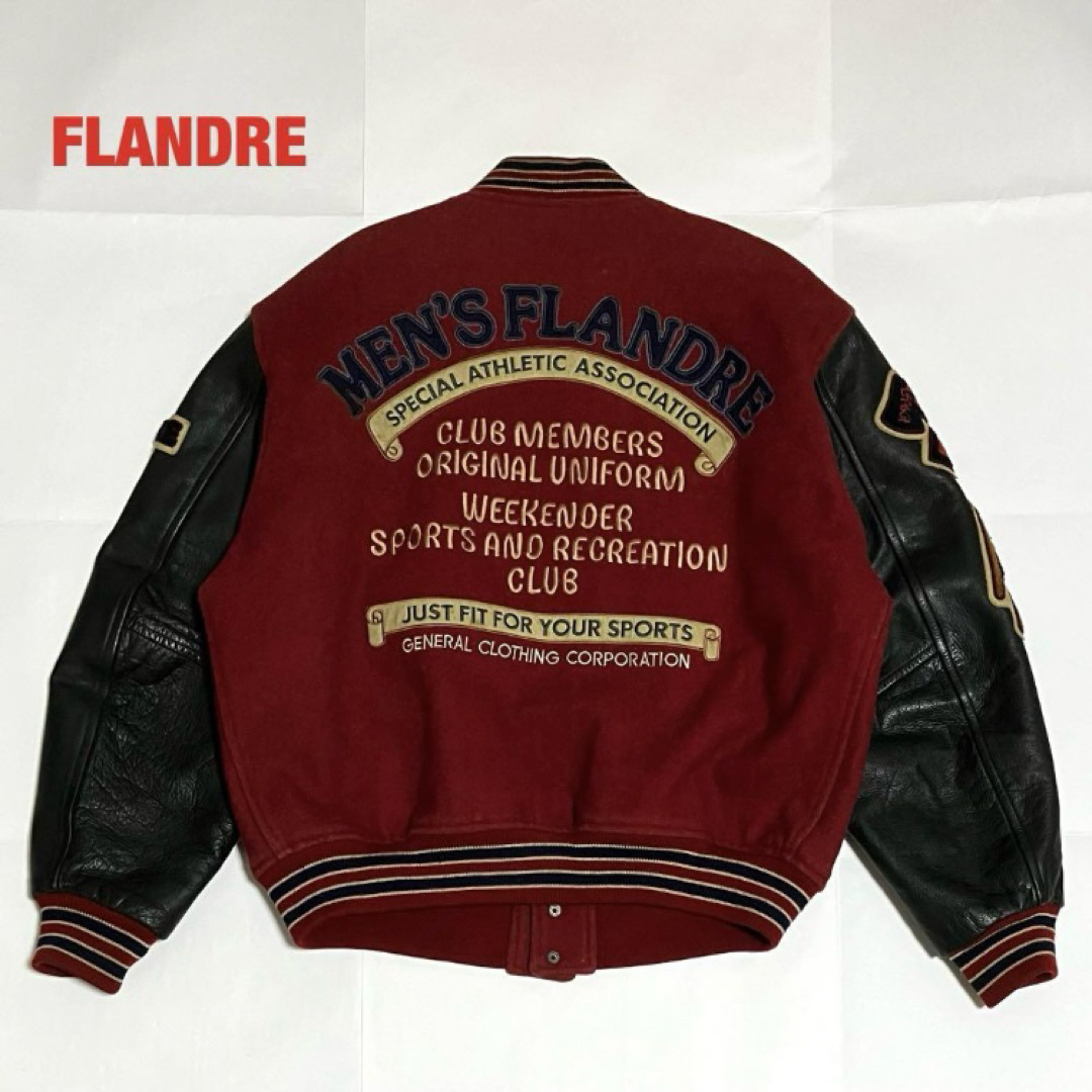 人気】FLANDRE フランドル スタジャン 牛革レザー ワッペン 刺繍ロゴの