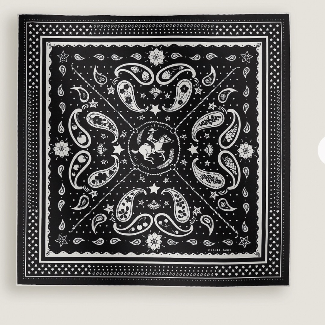 HERMES - エルメス バンダナ ロデオデフルーツ 黒の通販 by minne's