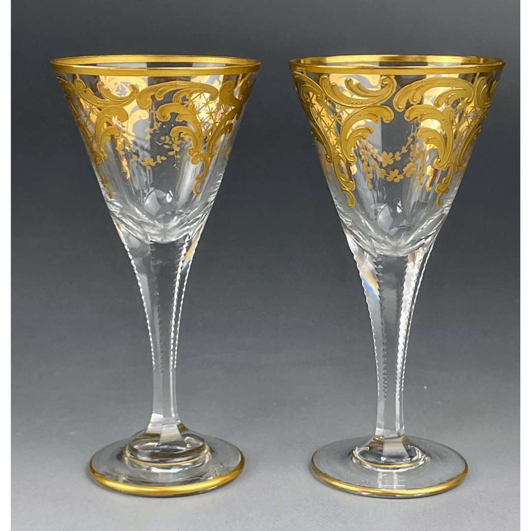 美品モーゼル モーゼル 金彩 ショットグラス リキュール 2客セット