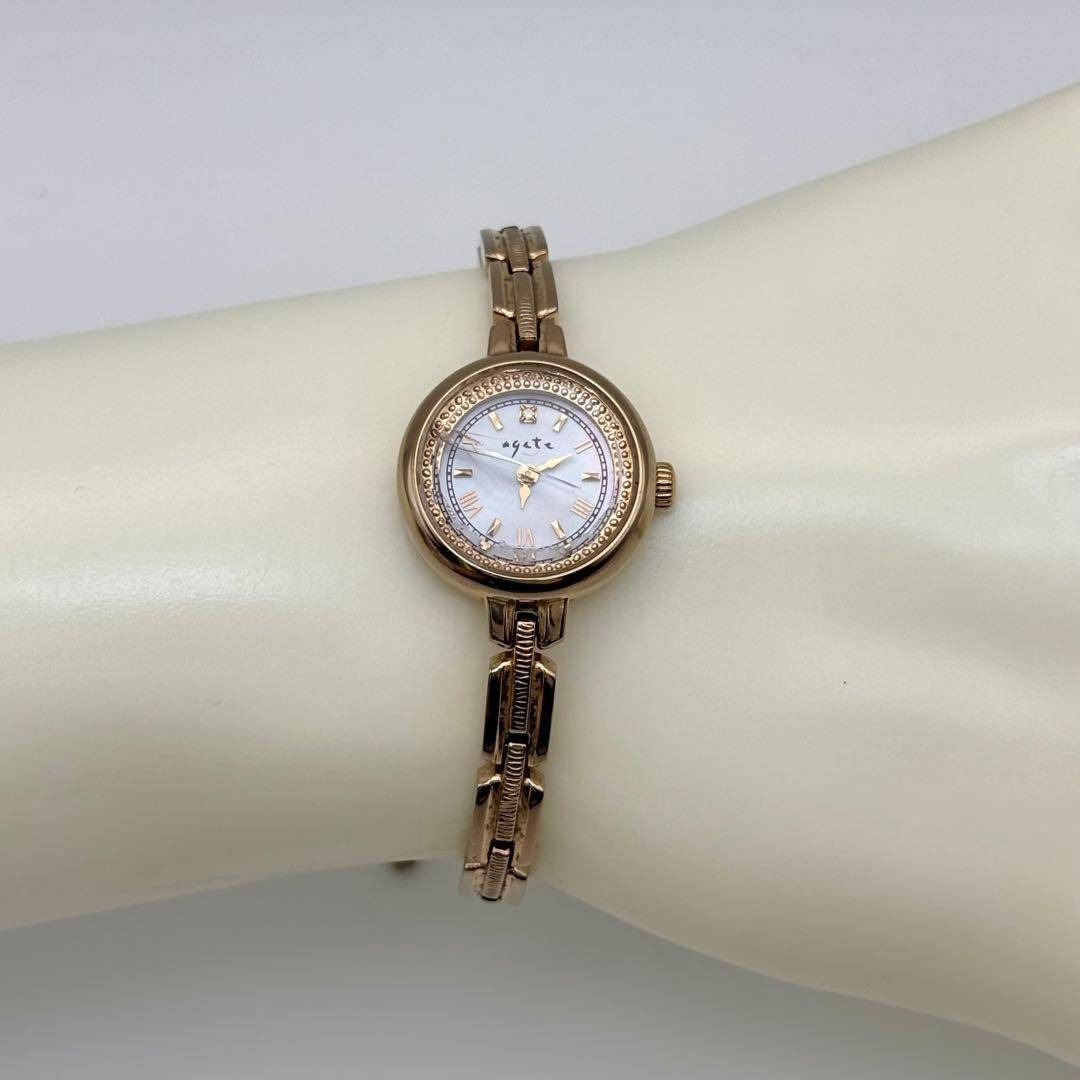 agete - 【稼働】agete ジュエリーウォッチ ソーラー シェル文字盤