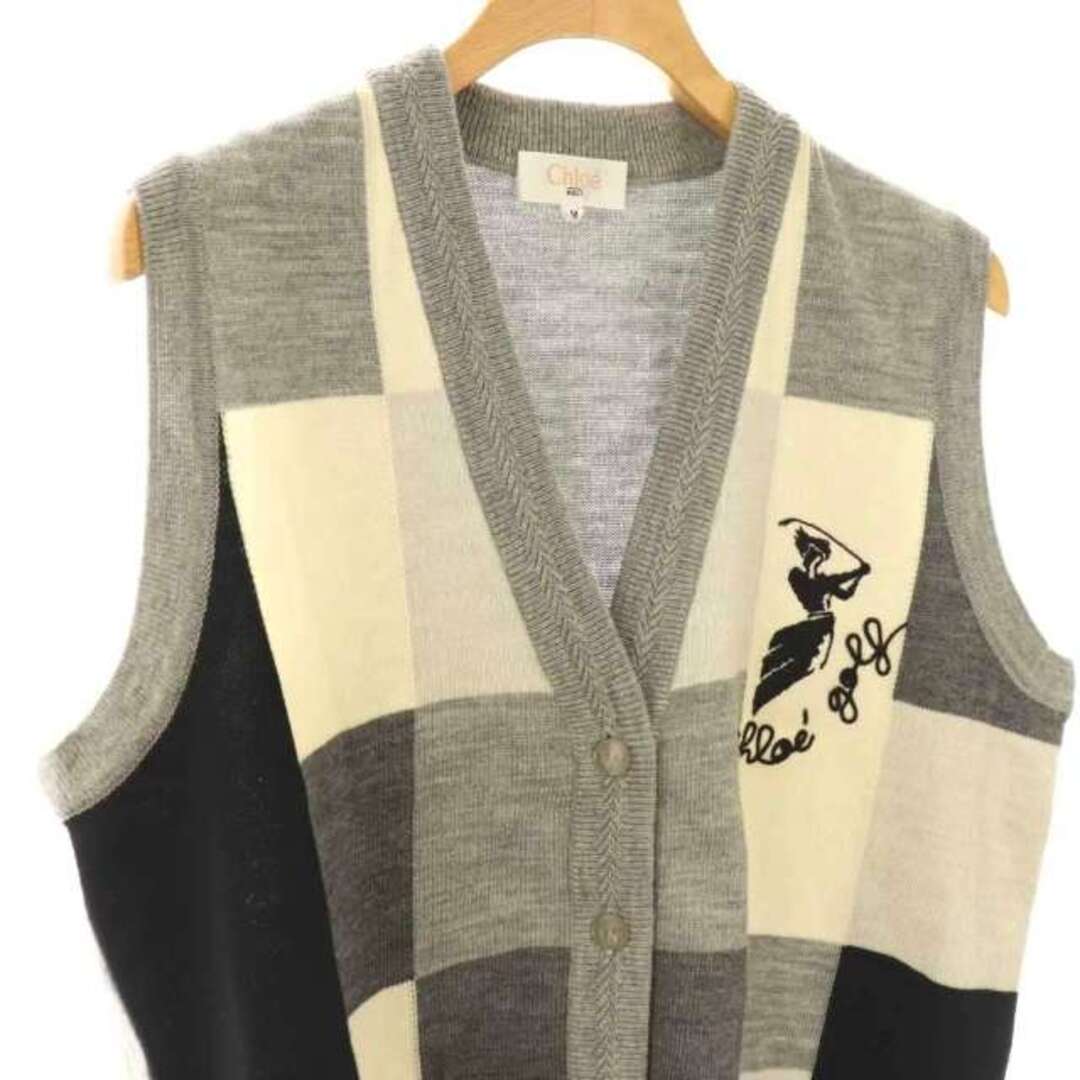 Chloe - クロエ CHLOE ゴルフウェア ニットベスト M グレー ブラック