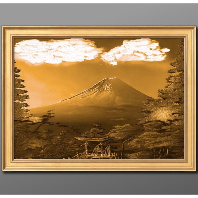 額縁付き開運金富士山 「グラフィックアートピクチャー」絵画風 風水