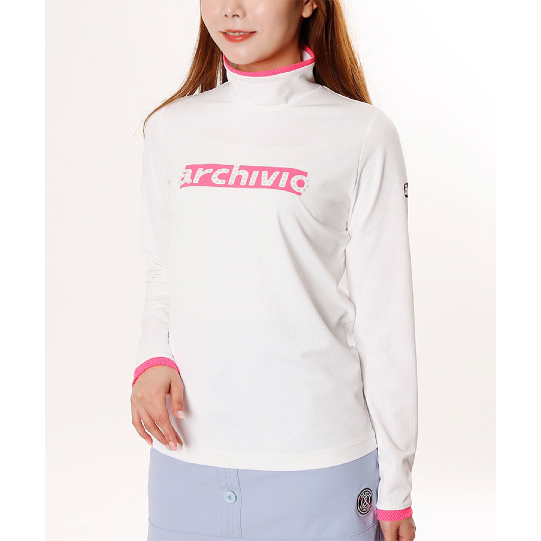 アルチビオ 配色メッシュ吸汗速乾ハイネック長袖カットソー