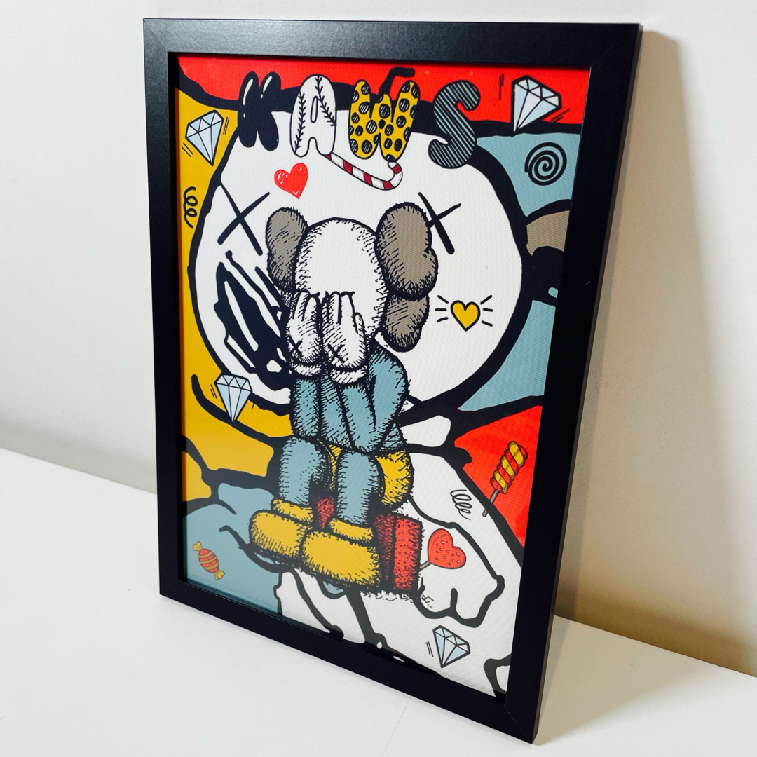 黒額付きポスター】KAWS(カウズ)12ベアブリック(A4サイズ)の通販 by