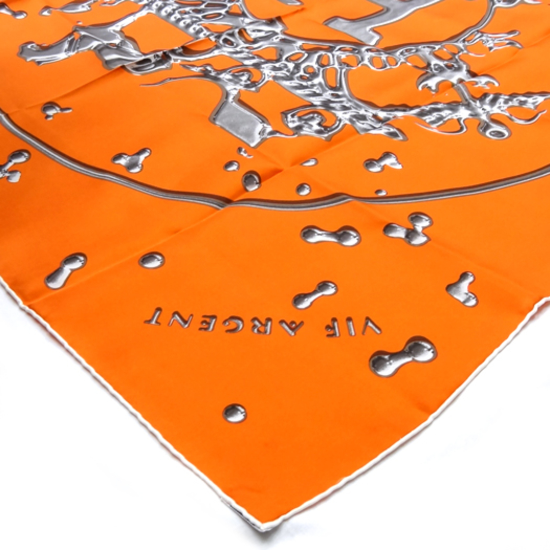 HERMES - エルメス カレ90 スカーフ ストール 銀の雫 オレンジ シルク