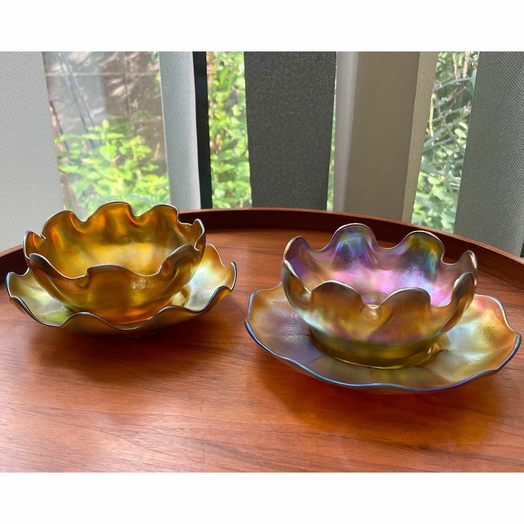 ルイスCティファニー 紙ラベル付きソルトセラー ファブリルガラス q82