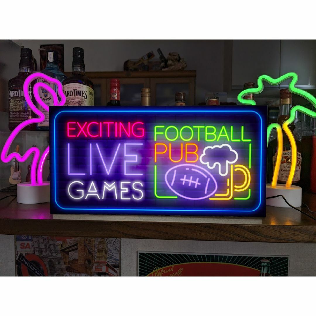 Lサイズ】ラグビー フットボール パブ ビール 看板 置物 雑貨 ライト