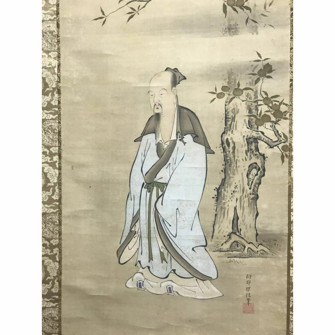 真作】狩野探信/桃仙人図/人物図/掛軸☆宝船☆AC-168の通販 by 掛軸