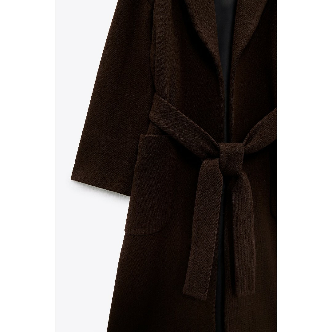 ZARA - ZARA ベルト付きウールコート Sサイズ ブラウンの通販 by