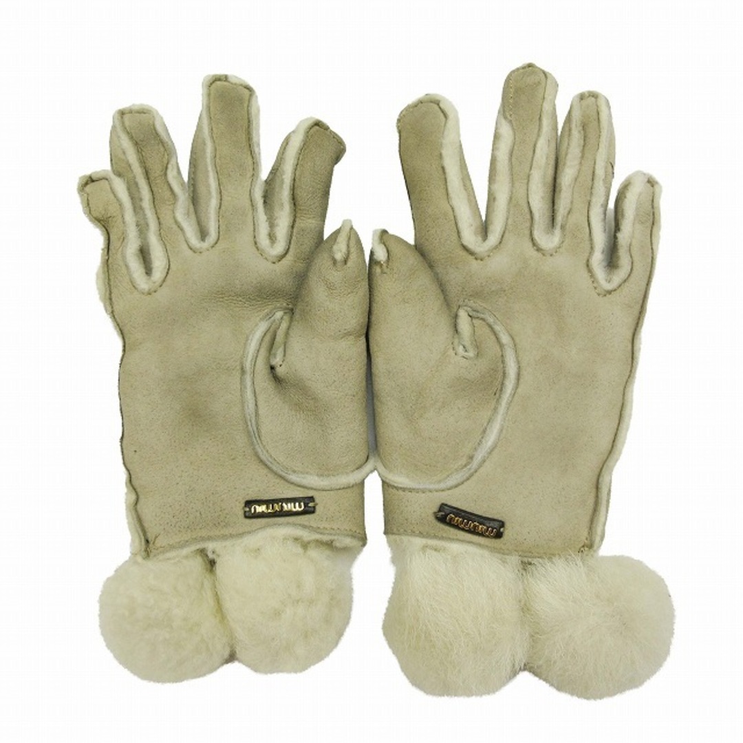 MIU MIU - ミュウミュウ miumiu ムートン グローブ 手袋 ボア ポンポン