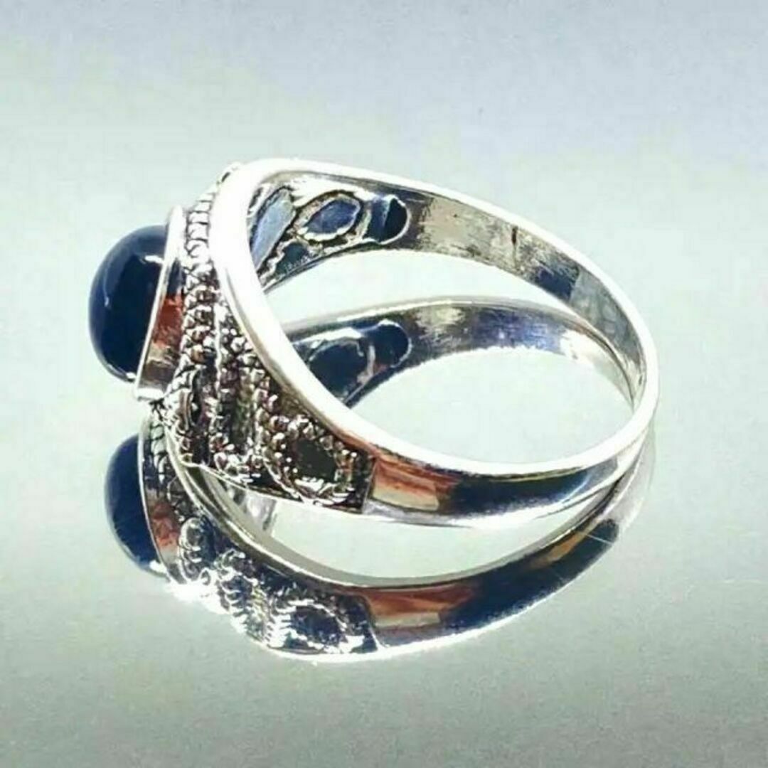 シルバー リング 蛇 オニキス 指輪 ヴィンテージ ダイヤ スネーク 14号