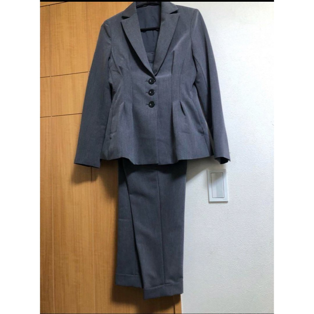 未使用近 ウエストタック3つボタンジャケット&パンツ2点 S グレーの