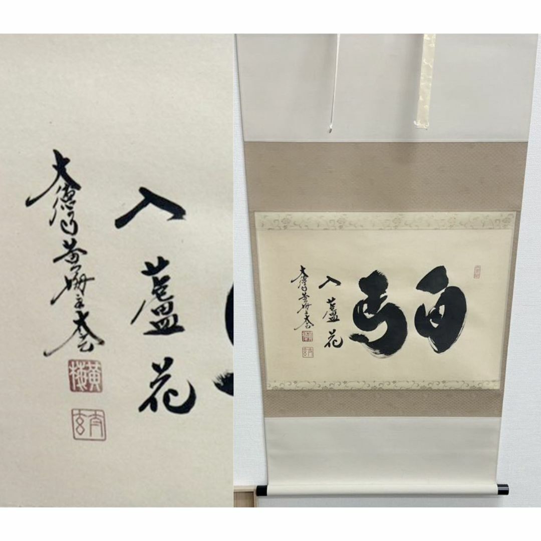 新品同様】掛軸 大徳寺 小林太玄筆『白馬入蘆花』紙本 肉筆 横軸 共箱