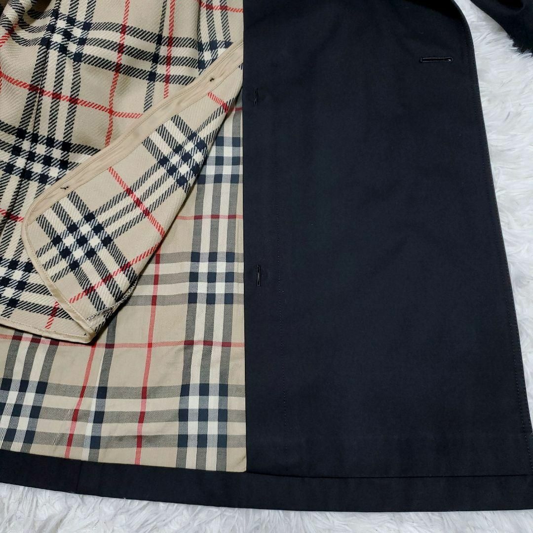 BURBERRY - M バーバリー ロング トレンチコート 黒 ウール100
