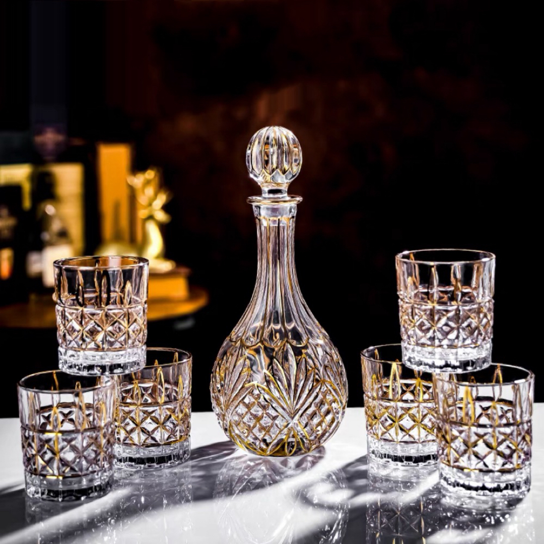 高級デカンタとグラスセット ガラス食器 ウイスキーグラス ロック