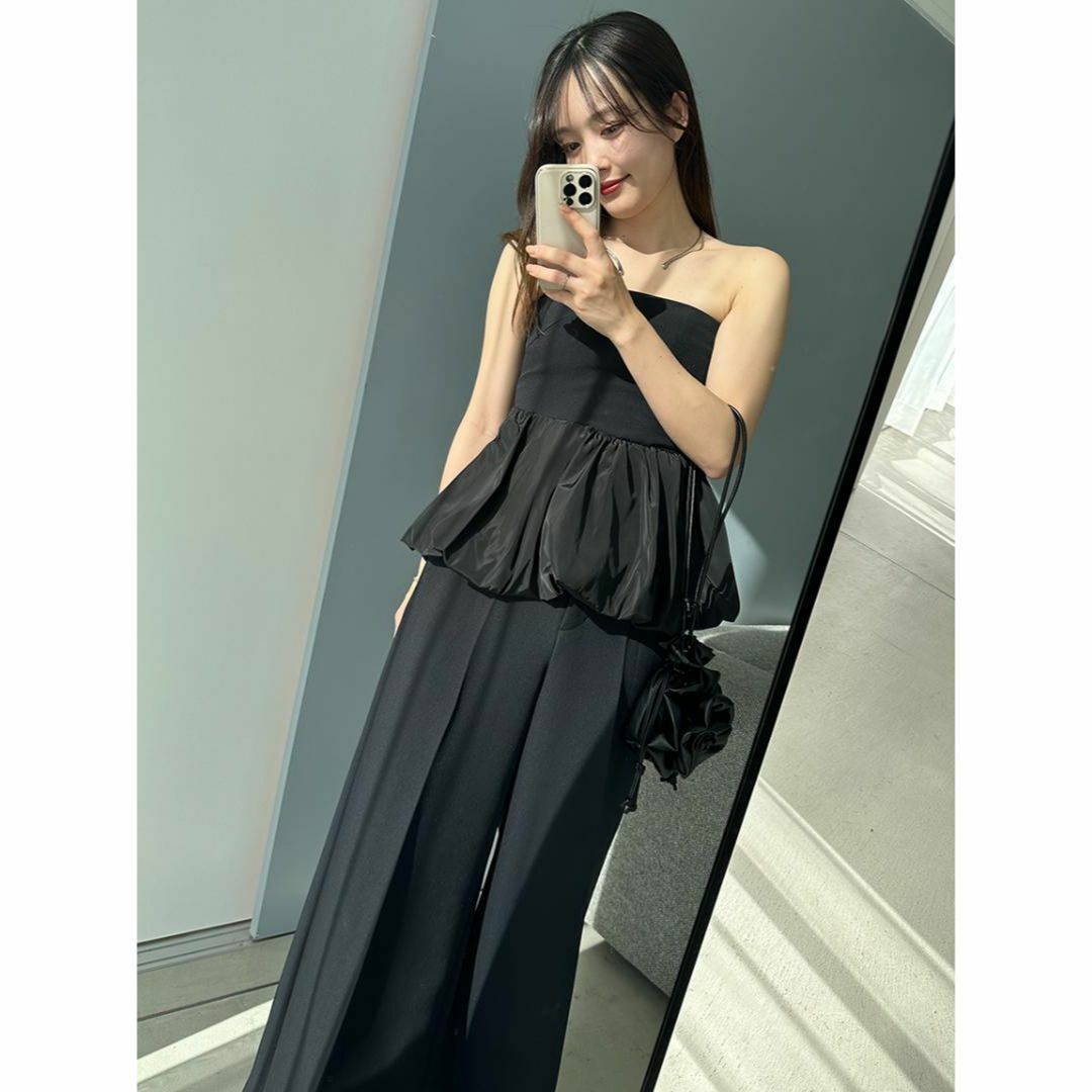 SNIDEL - 【新品】SNIDEL ペプラムベアトップ&パンツセット BLK 0