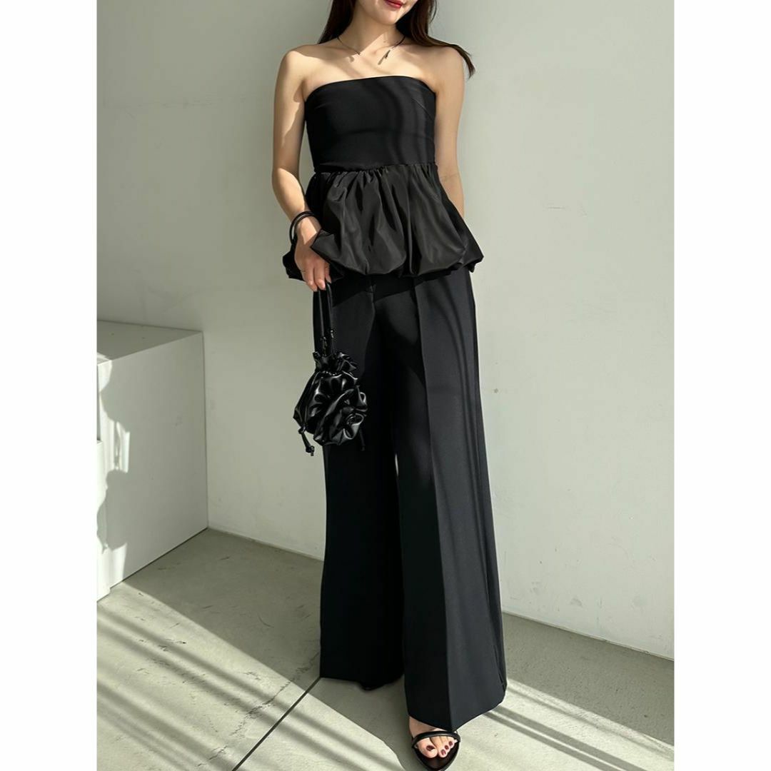 SNIDEL - 【新品】SNIDEL ペプラムベアトップ&パンツセット BLK 0