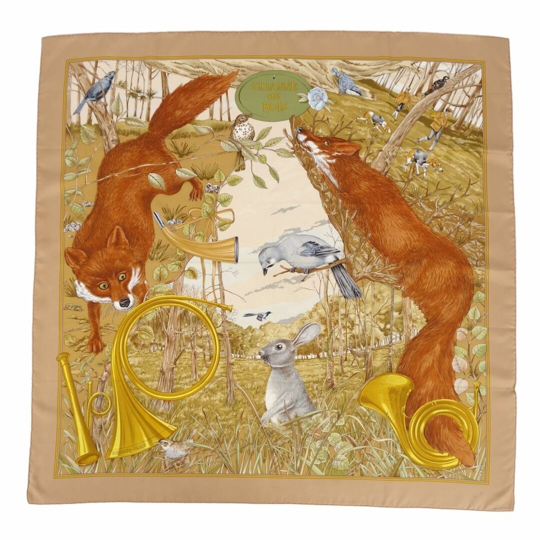 HERMES - エルメス HERMES スカーフ カレ90 CHASSE au BOIS 森の狩猟
