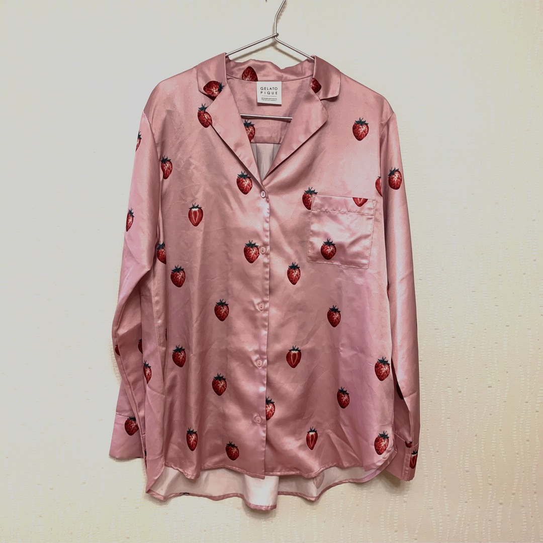 gelato pique - ジェラートピケ ストロベリー柄サテンパジャマ 上下