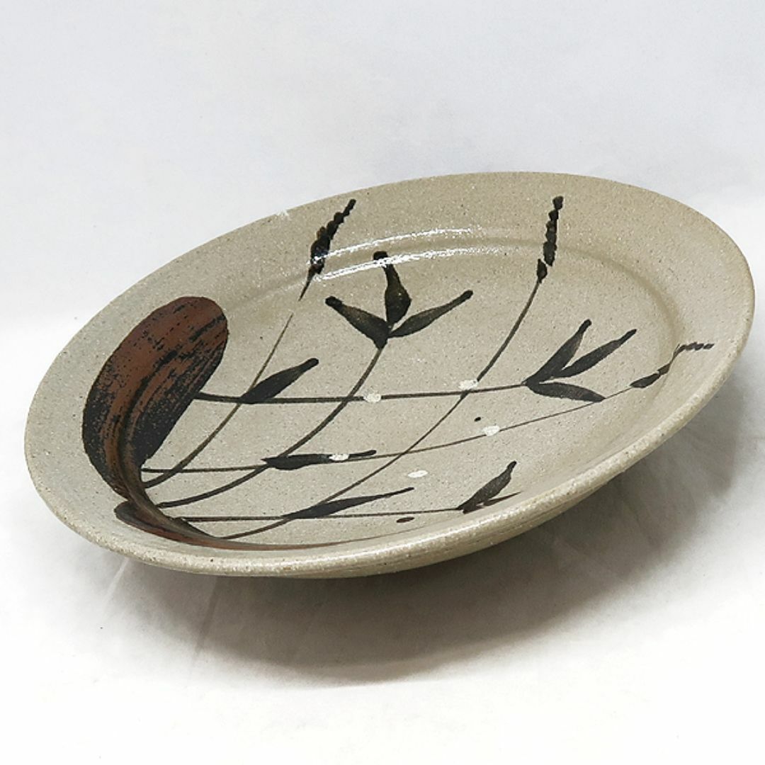 未使用 唐津焼 十三代 中里太郎右衛門 絵唐津 額皿 24.5 箱付 太郎右