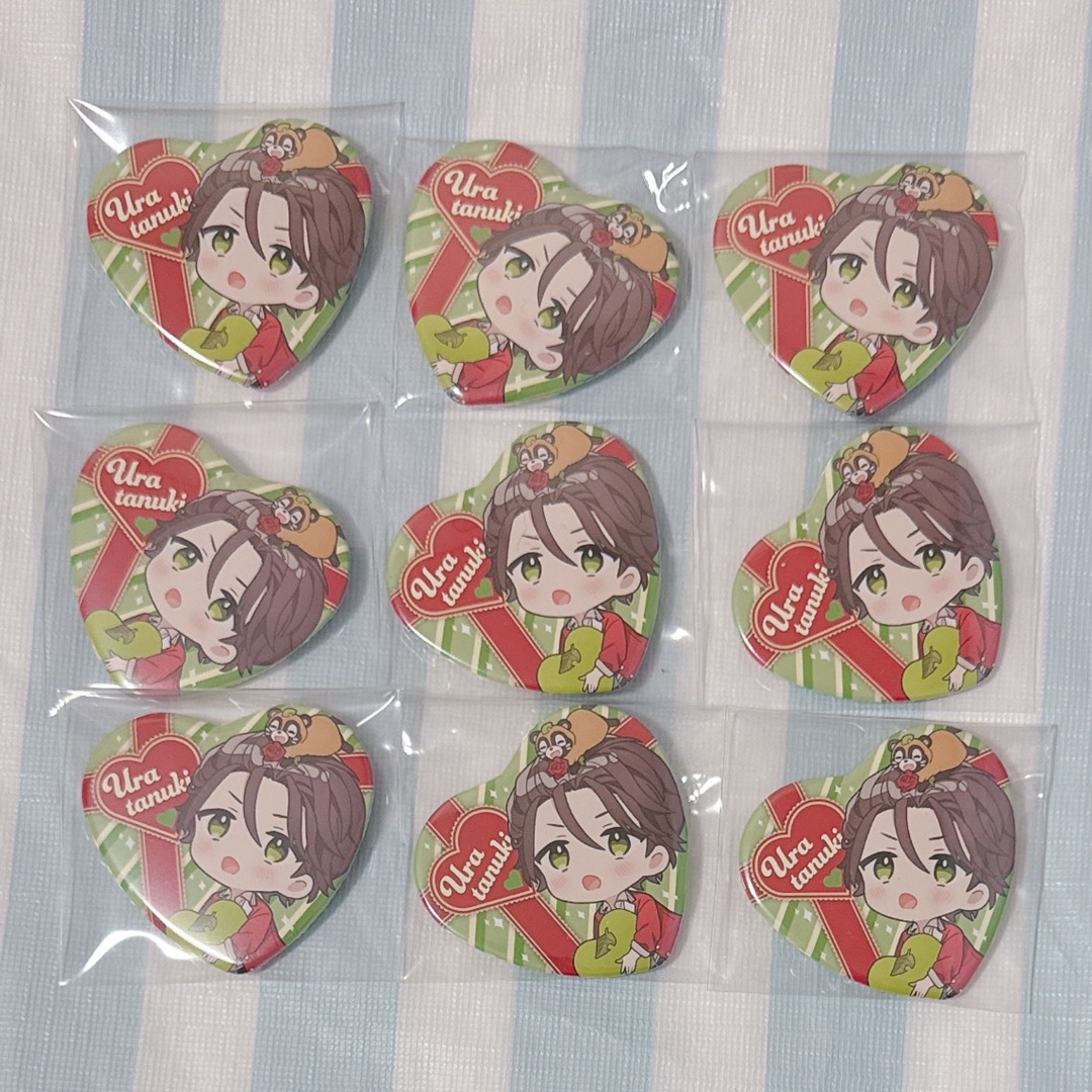 うらたぬき バレンタイン ハート缶バッジ デフォ 88点 うらたぬき