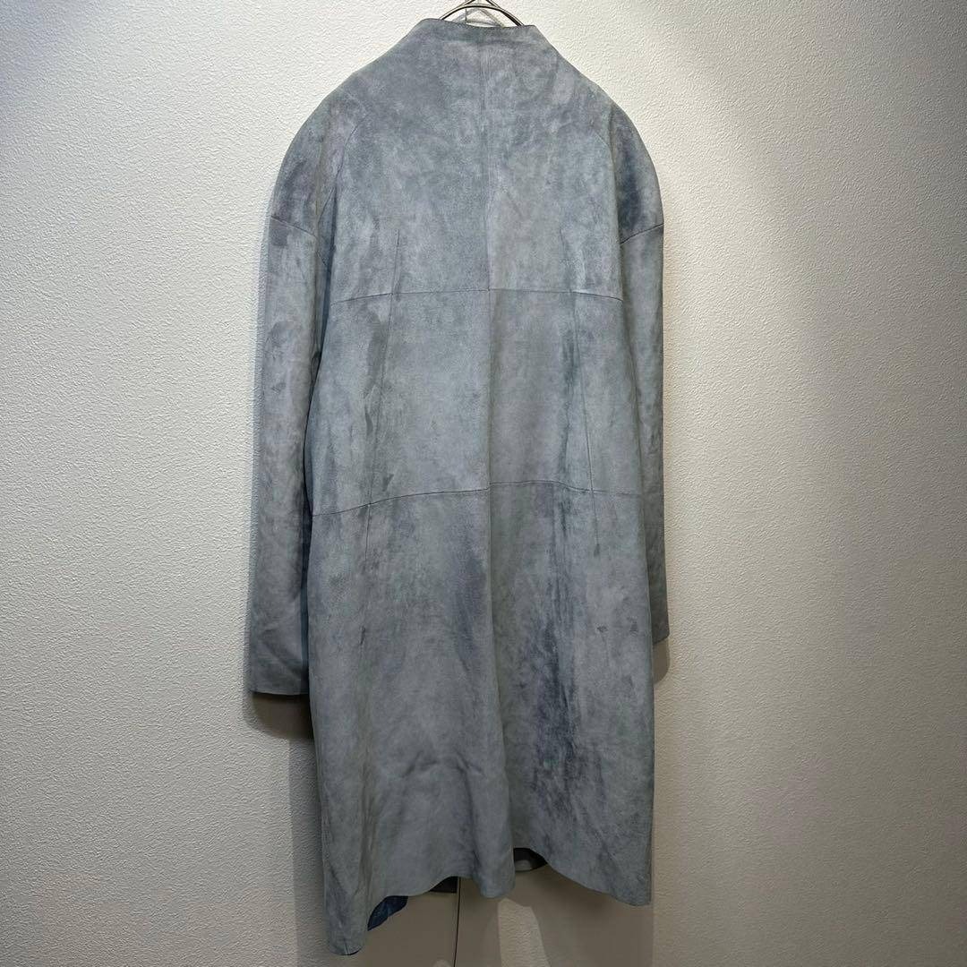 希少 LOEWE 上質 スエード レザー モノグラム デザイン ノーカラーコート