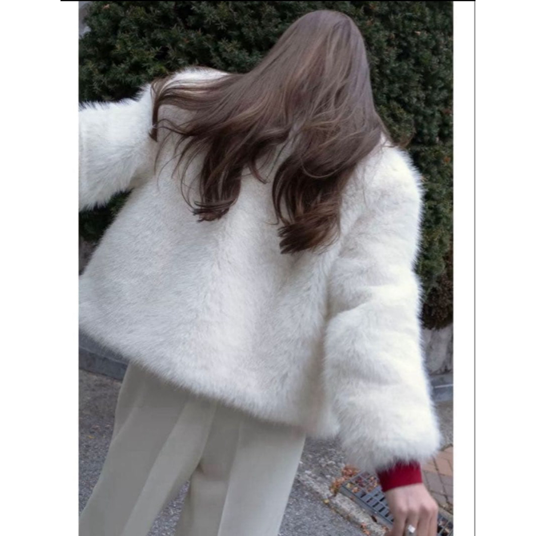 ZARA - ZARA フェイクファージャケット ZW COLLECTION ホワイト 白Lの