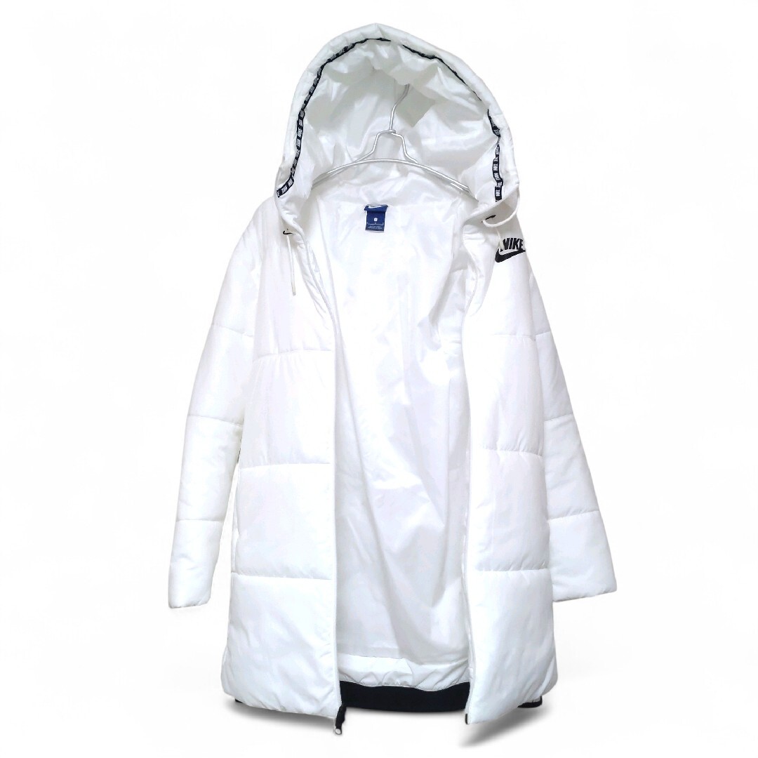 極美 ナイキ レディース 中綿ダウンジャケット Lサイズ フード付 防寒 白