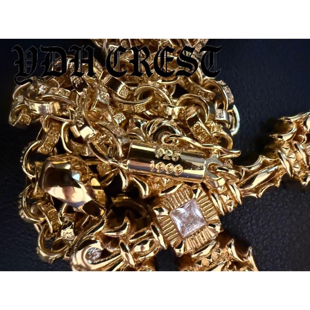 ☆CKRGT 22K金メッキS925 チャクラ型クロス＊ストーン 刻印有り 22K