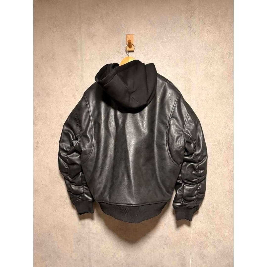 ZARA - ZARA ザラ コントラストフード付きフェイクレザー ジャケット L