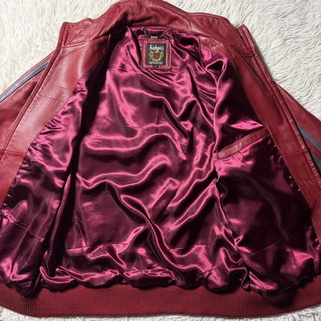 schott - 美品/希少カラー□schott トラックジャケット ラムレザー 羊