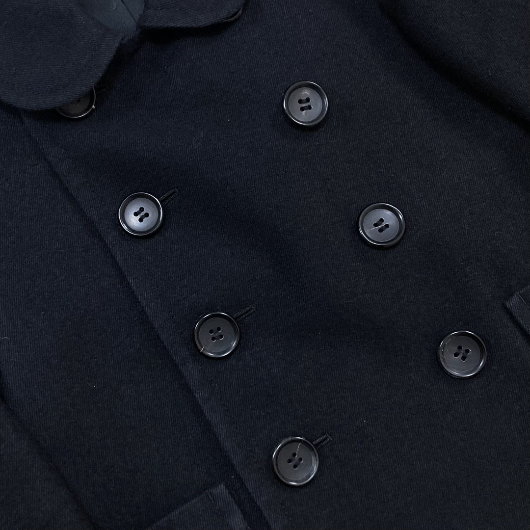 トリココムデギャルソン 16AW ウールコットン 丸襟 ダブルコート 黒S